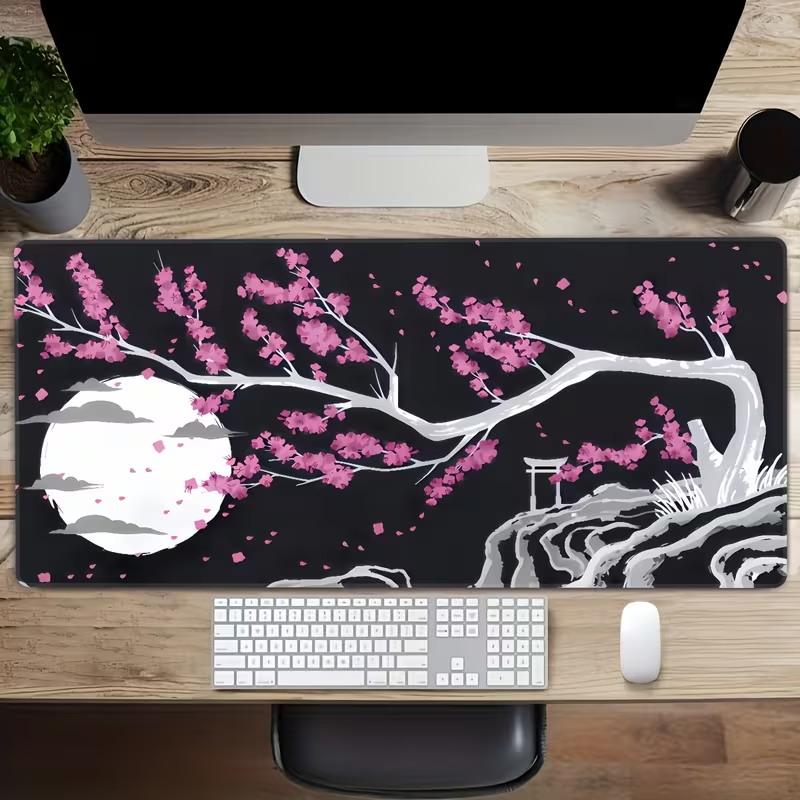 Japanese Mount Fuji Cherry Blossom Gaming Mouse Pad Extended Non Slip Mat Smooth Edges For Gamers Office Home Wireless Mouse