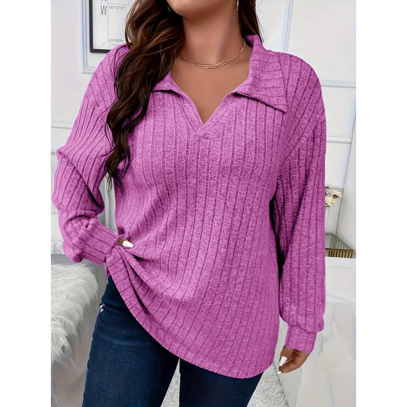 VEZFAA Женская мода повседневная весна-осень однотонный принт длинный рукав поло-воротник пуловеры и длинные рукава