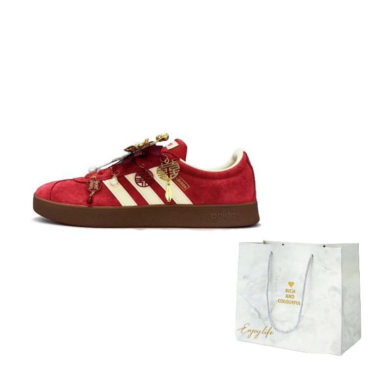 adidas Vl Court Classic Love Forever Устойчивые к истиранию Нескользящие Низкие Скейтбордические кроссовки Унисекс Красный KK3774()