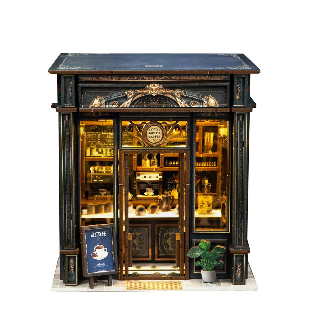 Pixie Curio Dollhouse Miniature 3D Wooden Medieval Style LED Touch DIY Bookshelf Book Nook Coloring Instructions Popular Birthday Gift for Teens and