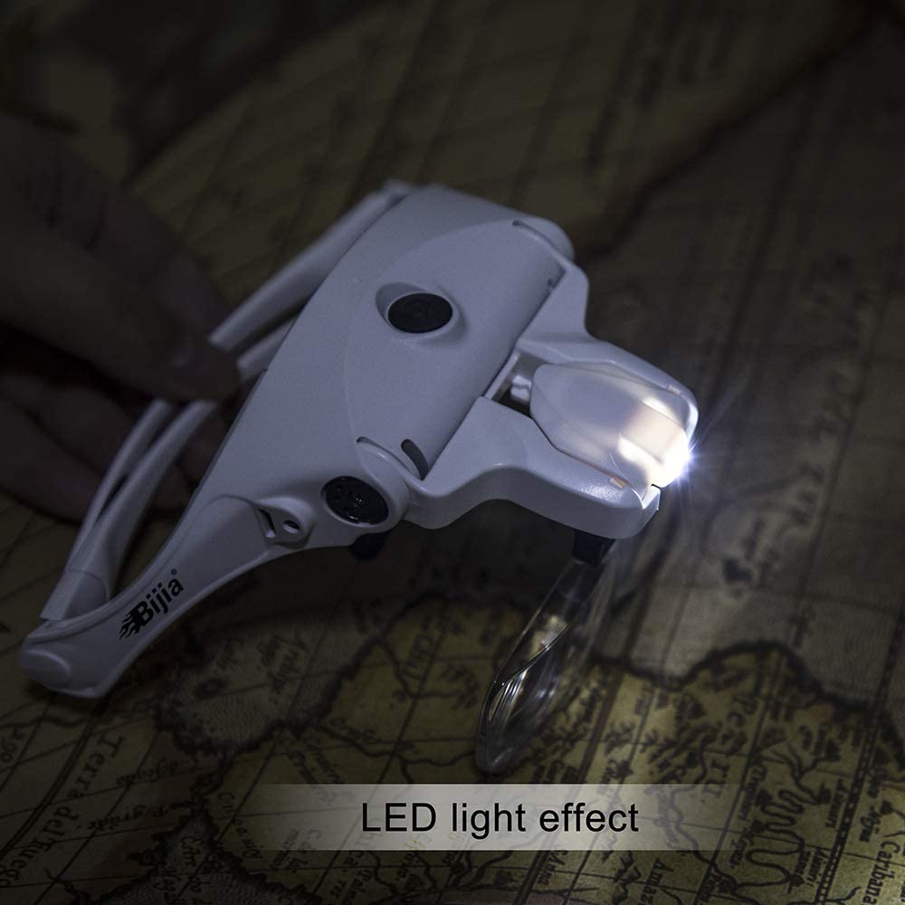 Bijia Очки Модернизированная USB Перезаряжаемая Головная Лупа со Светодиодной Подсветкой и Эластичной Лупой для и Точности 5 Сменных Линз