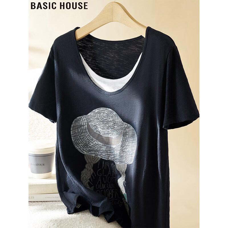 Базовая футболка с принтом Basic House, имитация двух предметов, с коротким рукавом