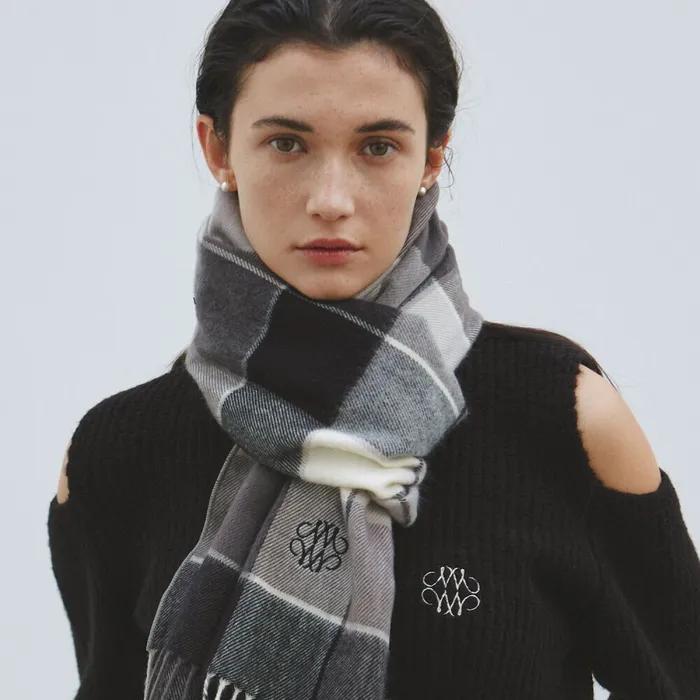 NICOLE MIXED CHECK MUFFLER_GRAY