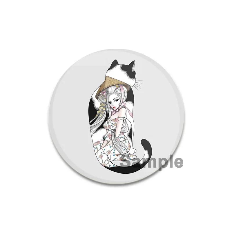 32/44/58 мм мультяшные животные значки на лацкан татуировка кошка эмаль булавка броши для рюкзака декоративные значки из сплава металла ювелирные изделия подарок
