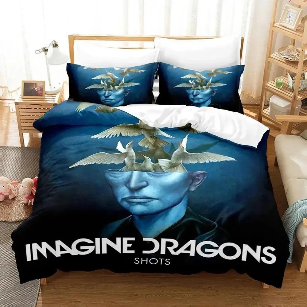 3D-принт Imagine Dragons Обложка альбома Постельное белье Пододеяльник Постельный комплект Пододеяльник Наволочка Одеяло King Queen Size Мальчики Взрослые