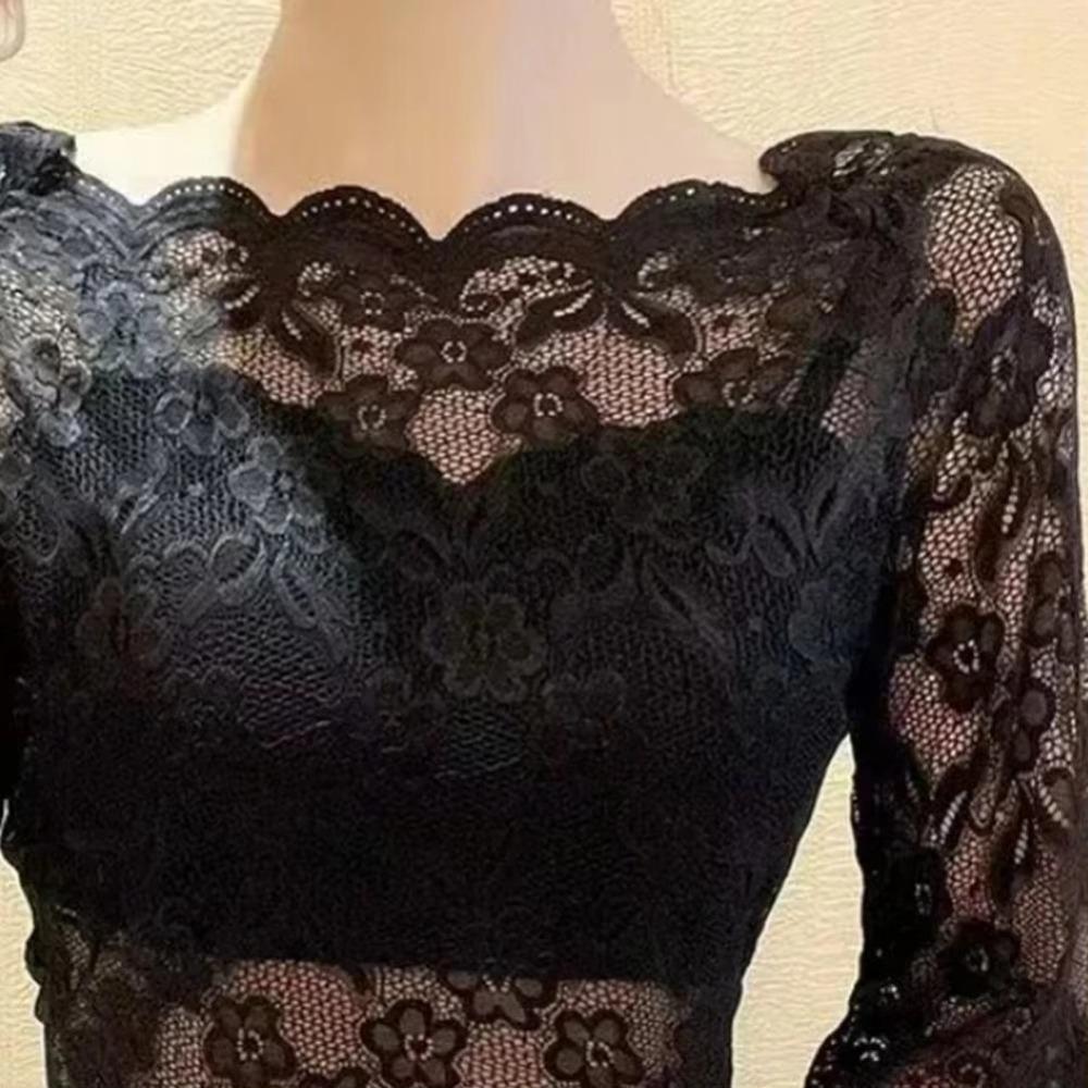 Элегантные женские укороченные топы с воротником-стойкой, прозрачная вышивка, блузка с рукавами до локтя, кружевные пуловеры, летние