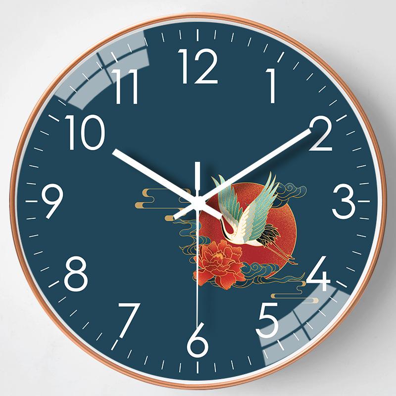 14-inch 35cm New Chinese Style Living Room Dining Bedroom Decoration Mute Clock Wall Decoration Wall Hanging Clock