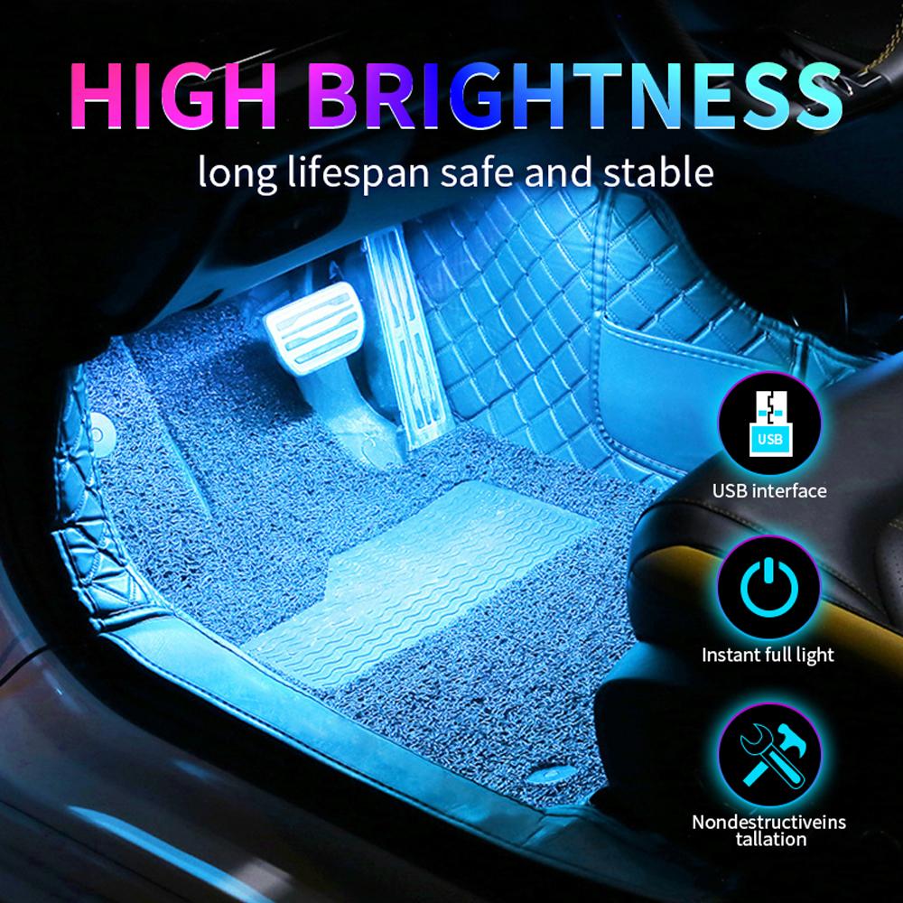 Led Car Foot Ambient Light Neon Mood Lighting Backlight Auto Accessories Interior Decorative Atmosphere Light Neon Lights 4