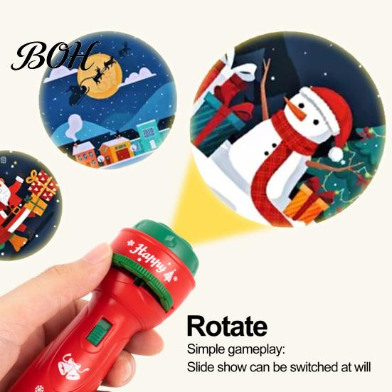 Handheld LED Projector Lamp Kids Christmas Flashlight with 24/32 Patterns, Cartoon Projection Torch, Santa Claus Pattern Light Educational Films, Boys