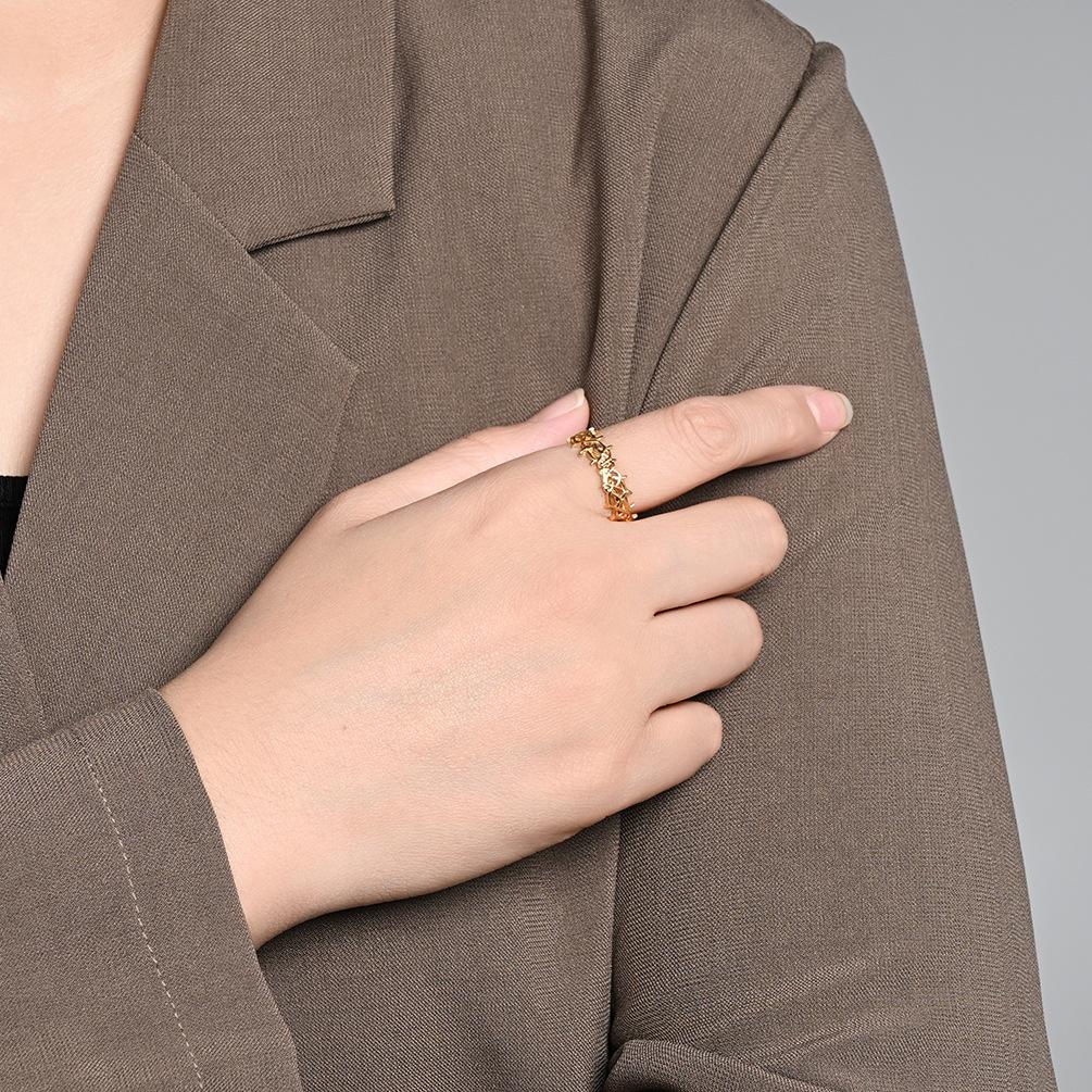 Ins Genderless Thorn Ring European and American Hollow Mori Series Does Not Fade Tail Ring Index Finger Ring