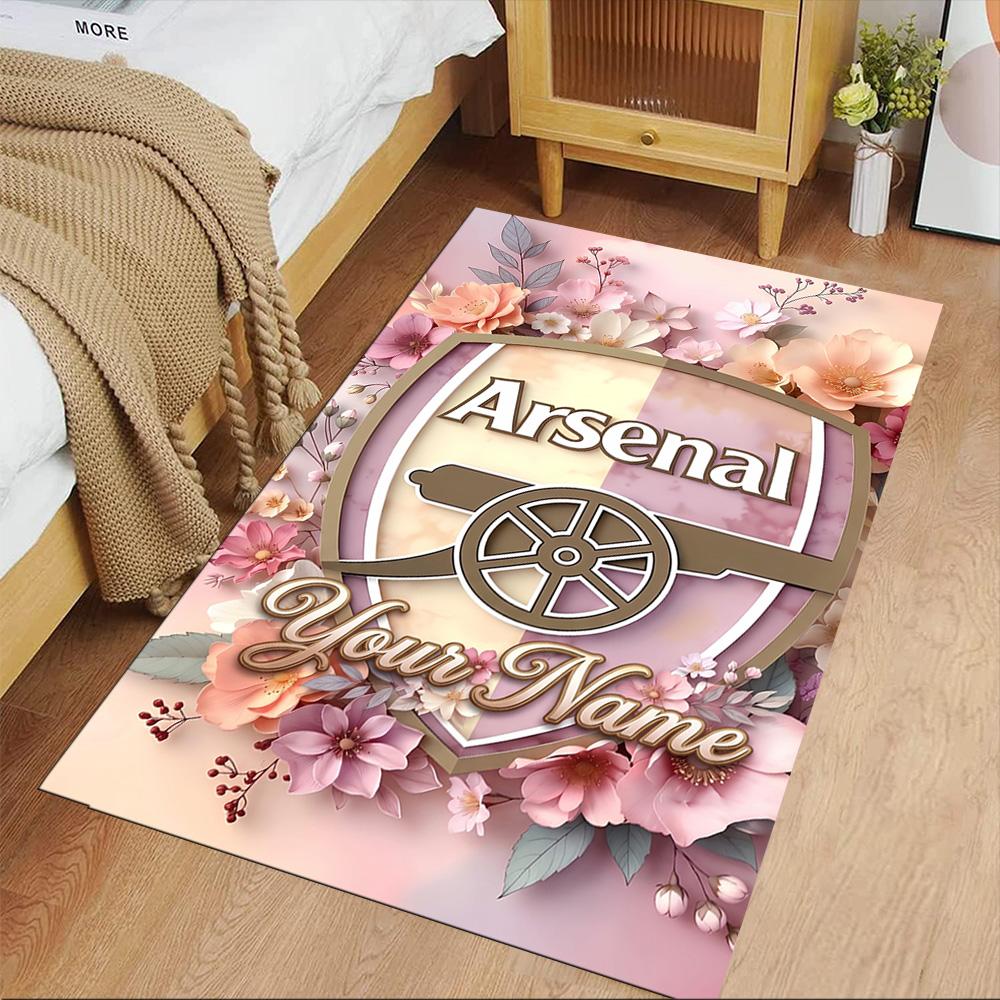 Arsenal F.c. Customize Your Name Floor Mat Design for Game Room Playrooms Dormitory Outdoor Anti-slip Rug Anime Office Decor Best for Christmas