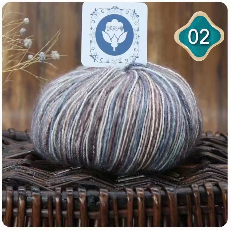 Камуфляжная хлопчатобумажная пряжа, окрашенная сегментами шерсти Mahai, ручная работа, средняя толстая нить для шарфа, шляпы