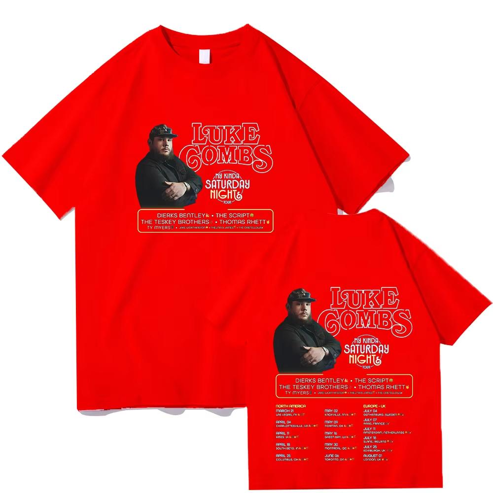 My Kinda Saturday Night Tour T Shirts Luke Combs Music Summer Cotton Tshirts Unisex Women Harajuku Cotton Oneck Casual Fashion