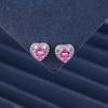Simple Cubic Zirconia Love Jewelry Set Heart Shaped Necklace and Earrings Set Ins Fashion Accessories