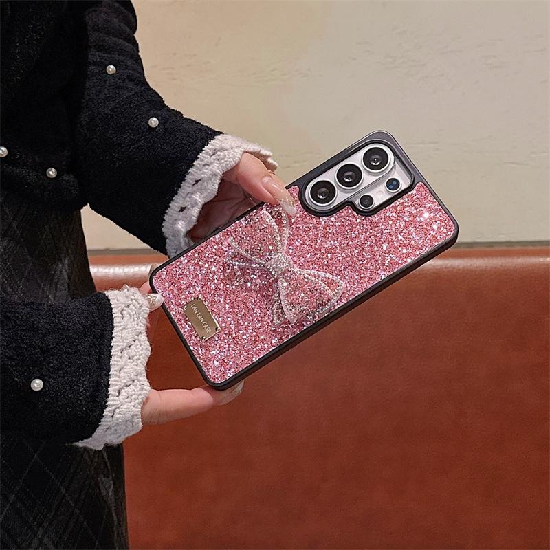 Новый 2026 Роскошный Чехол-бант со Стразами и Блестками для Samsung Galaxy S26 Ultra INS Элегантный Ударопрочный Защитный Чехол 3 Цвета