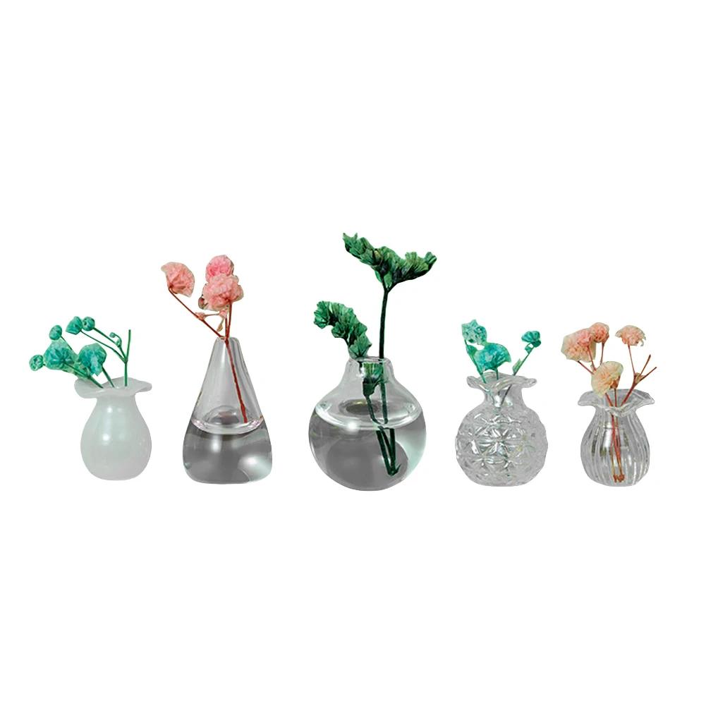 5-14pcs/Set Mini Ceramics Vase Fridge Magnets Label Mini Bonsai Magnet Button Potted Simulation Flower Vase Refrigerator Message