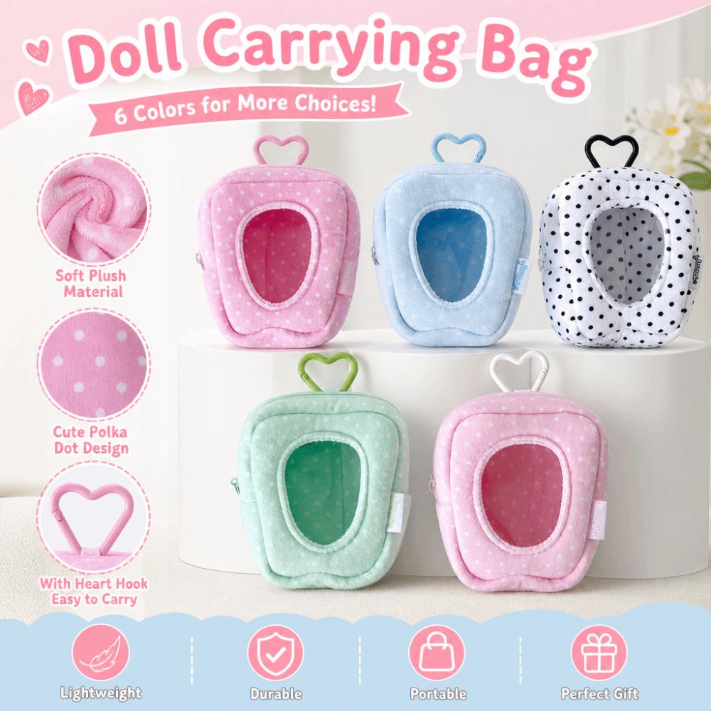 Plush Doll Carrying Bag Polka Dot Doll Outing Bag Portable Plush Doll Protective Pouch