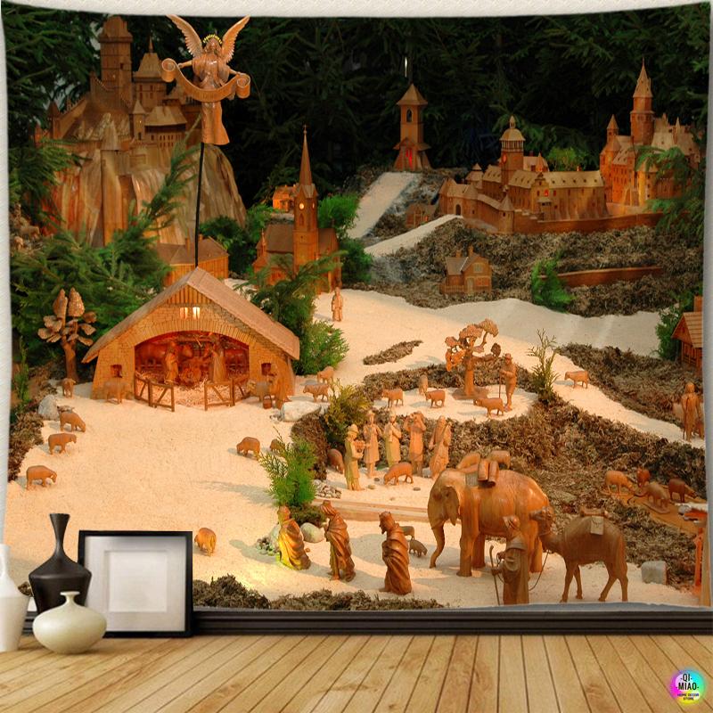 Рождественский гобелен, сцена Рождества, настенный гобелен, Иисус Ангел, Пасхальный декор стен, гобелены с изображением Христа, ясли для украшения дома