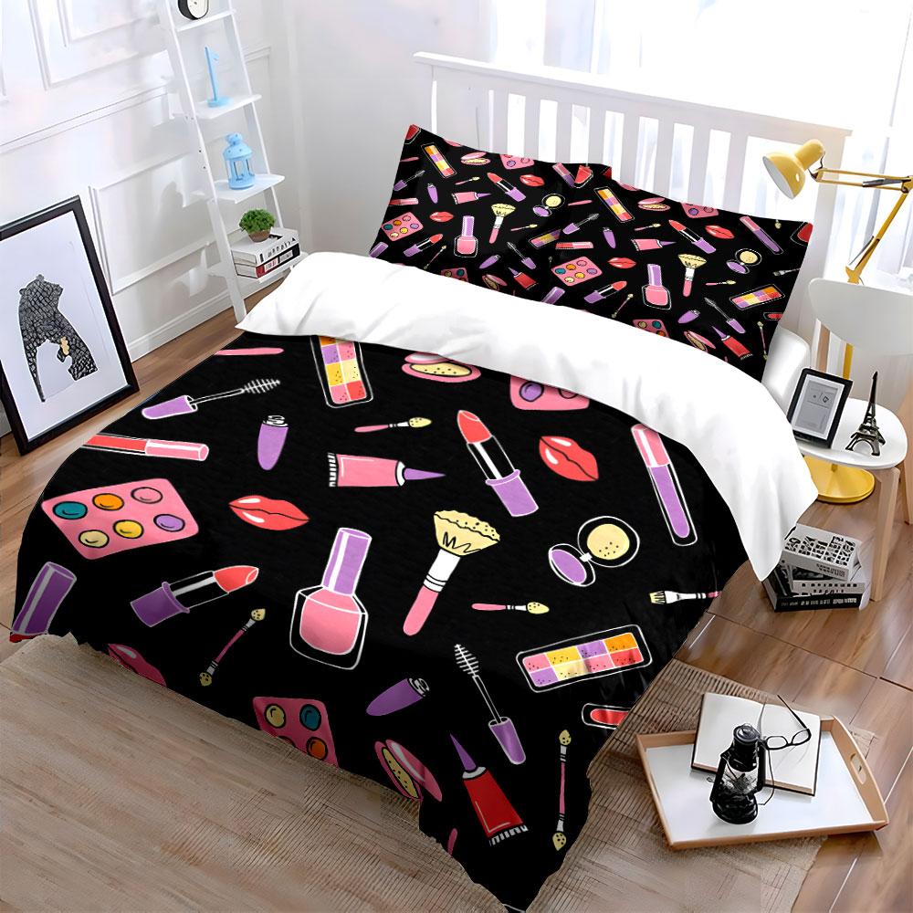Makeup Pattern Bedding Set Bedding Duvet Cover Set Duvet Cover Pillowcases (1 * Duvet Cover 2 * Pillowcases, without duvet insert)