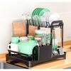 Household Kitchen Countertop Dish Rack Adjustable Utensil Drying Rack Plate Bowl Organizer with Drainer Tray SpaceSaving Storag