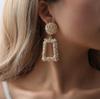 Exaggerated Scrub Geometric Earrings Trapezoidal Long Metal Earrings
