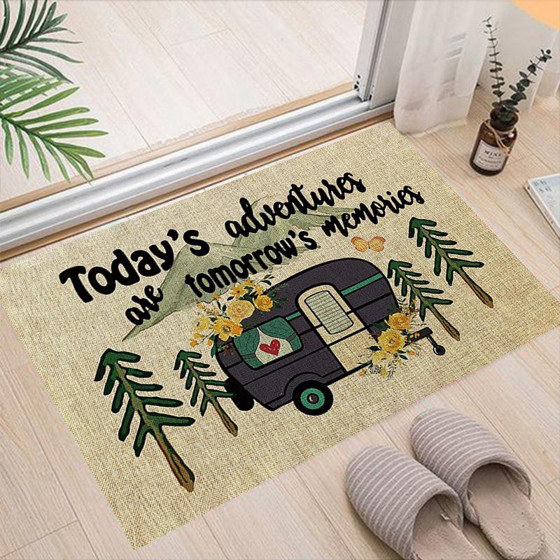 Cartoon Camping Floor Mat Entrance Welcome Doormats Kitchen Rug Home Decor Carpet Non-slip Area Rug Anti-slip Machine Washable