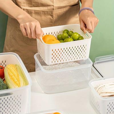 Контейнер для хранения продуктов Yousheng с корзиной для слива, не содержит БФА, большой вместимости, герметичный, органайзер для овощей в холодильник