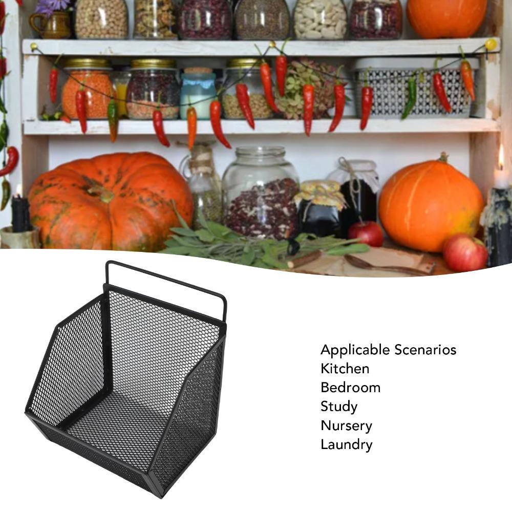 3PCS Adhesive Hooks Hanging Wire Basket 13.2x10x15cm Black Small Wire Storage Basket Open White Wall Mount Storage Basket
