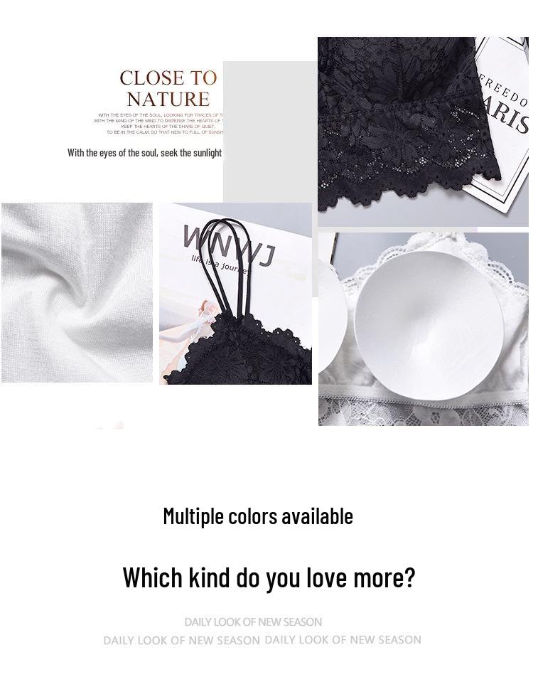 Женская кружевная майка-борцовка с нагрудными вкладышами - Сексуальный большой размер, базовая майка-бандо, тонкое нижнее белье