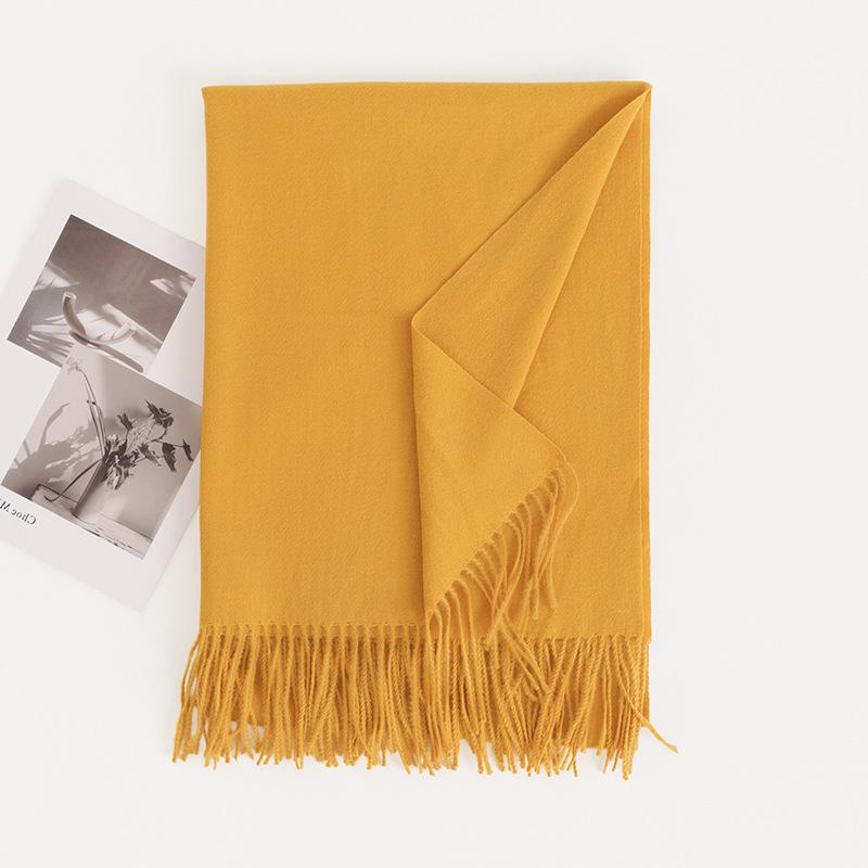 Cashmere feel solid color women's imitation cashmere scarf 1116 winter atmosphere Korean versatile medium and long shawl scarf