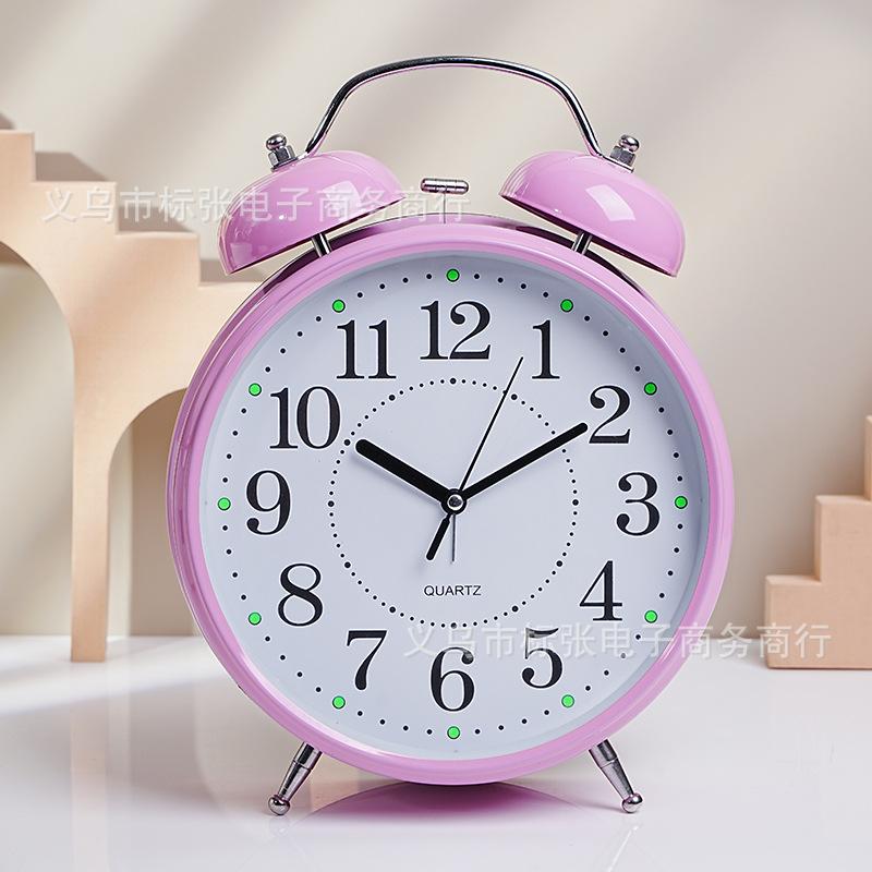 8-Inch metal bell, creative silent alarm clock, student bedroom luminous clock, alarm clock