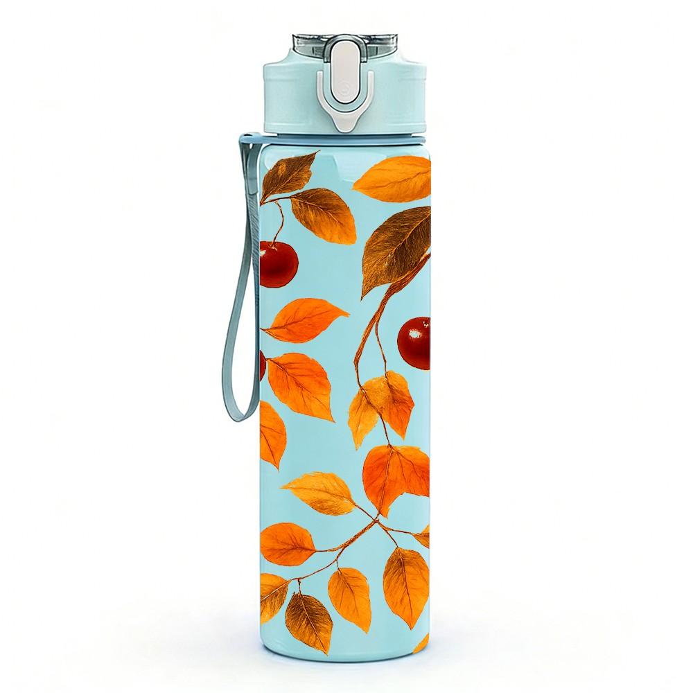1PC Autumn Fall Leaf 750ml Color Plastic Sports Water Bottle Leakproof Flip Straw Lid Suitable for Sports Office Home Use