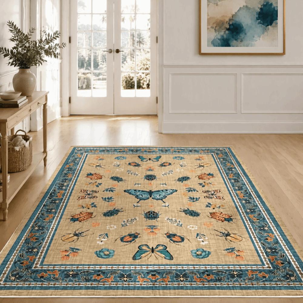 Soft Flower Carpet Non-slip Door Gasket Durable Blanket for Living Room Tea Table Bedside