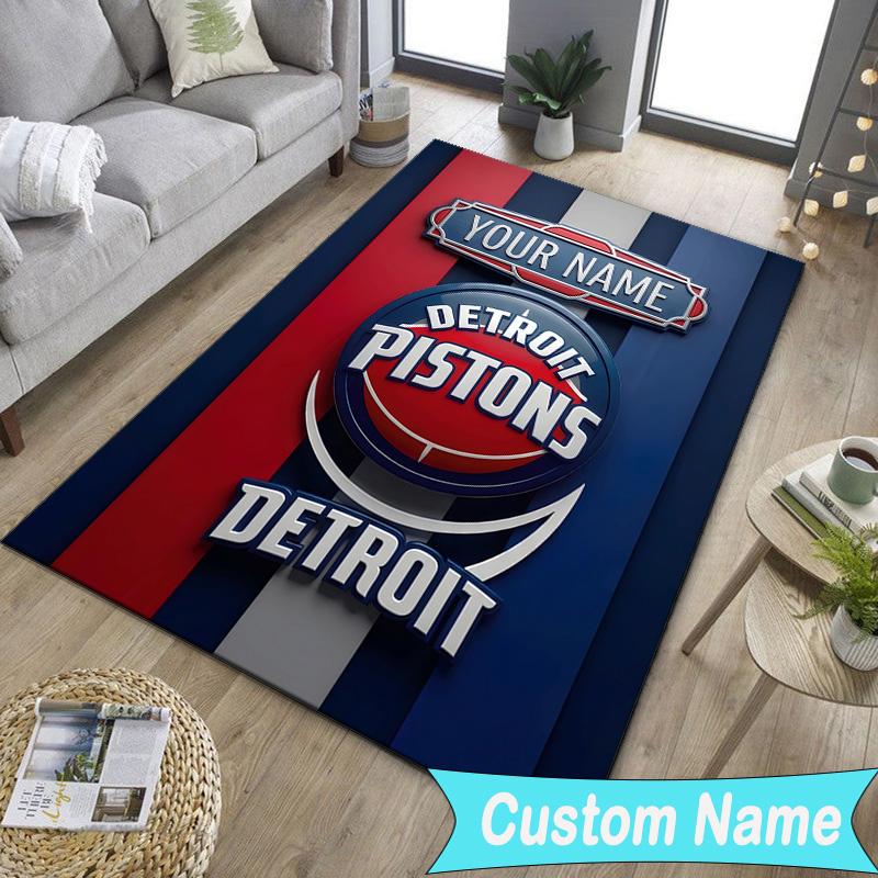 Custom NameDetroit Basketball Art Carpet, Indoor Rug, Chair Rug, Living Rooms, Doormat Made From Polyester Home Decor Birthday Christmas Gifts