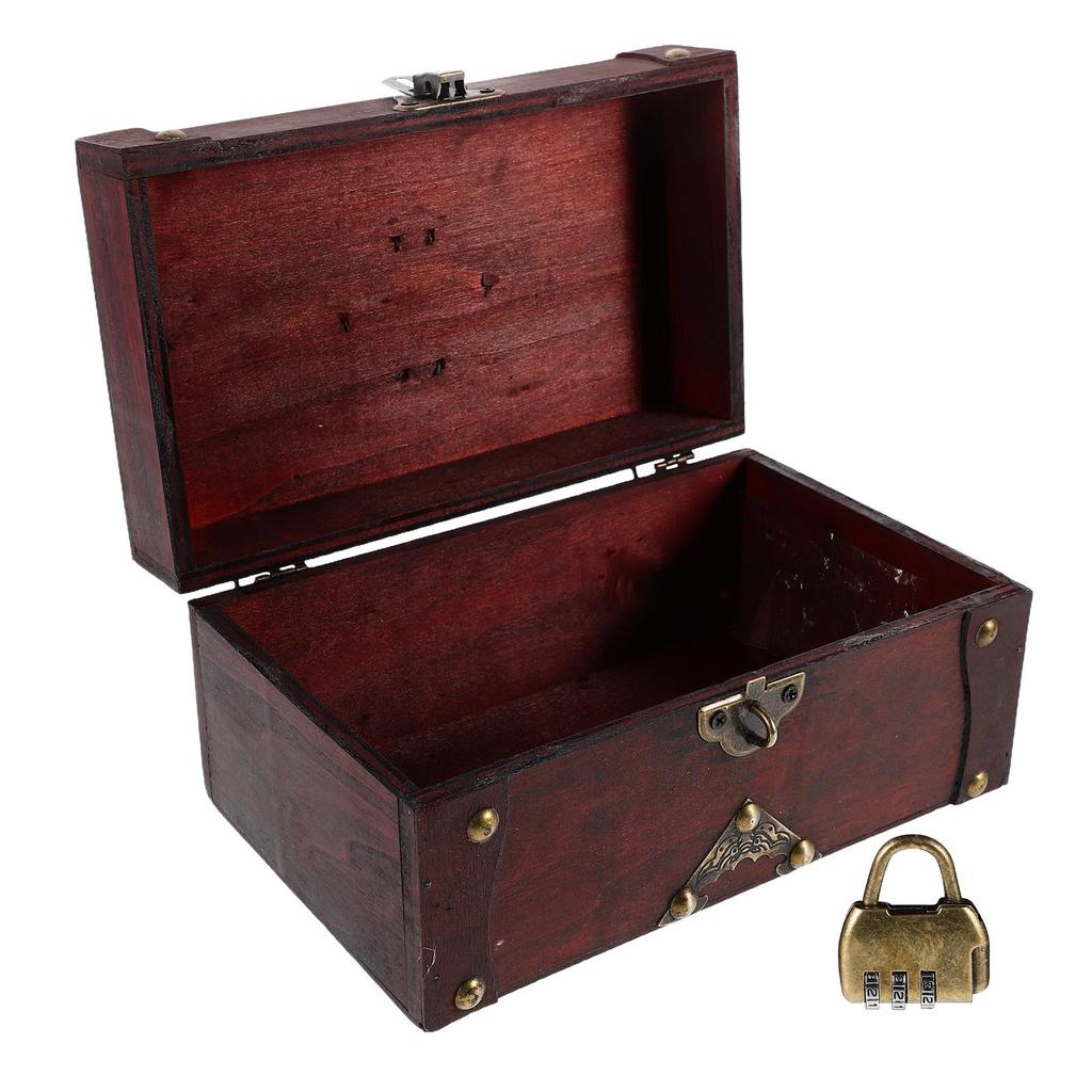 Шкатулка для украшений Квадратная форма Потертая отделка Сундук для хранения Деревянный футляр Мини-органайзер Шкатулка для сокровищ Подарки