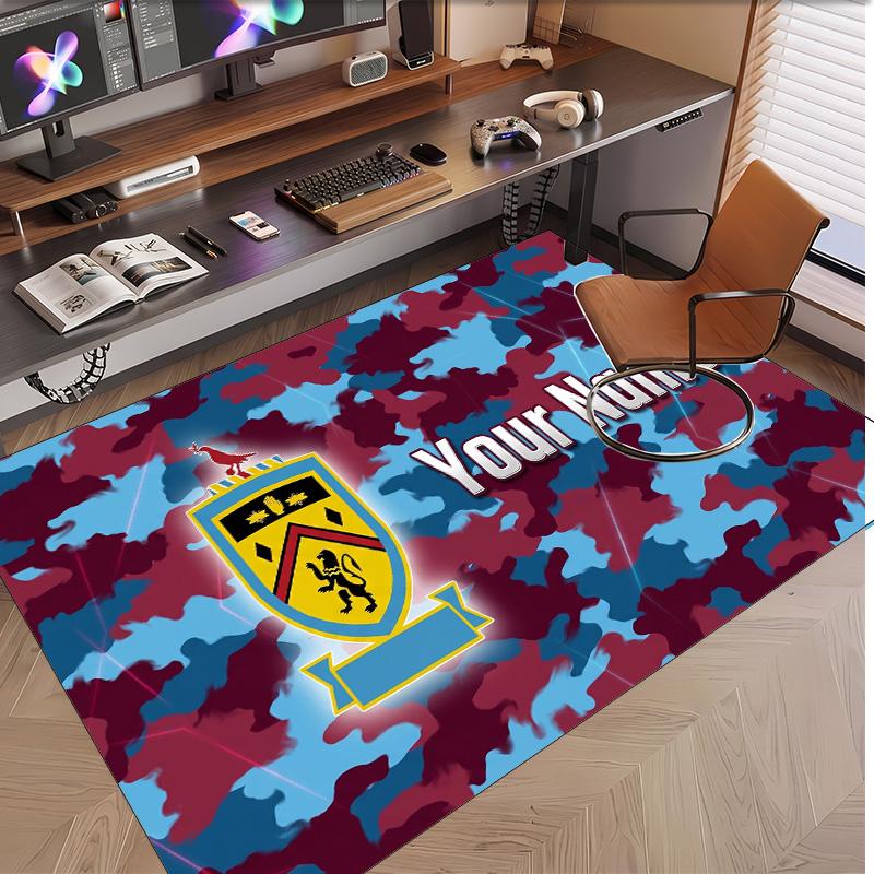 Personalized Crystal Velvet Carpet Burnley Football Pattern Non Slip Floor Rug