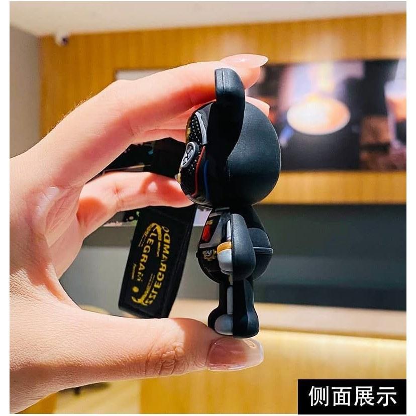 AIXUAN Cool Half-Machine Body Standing Bear Keychain Men Women Boys Girls Animal Pendant Metal (Black)