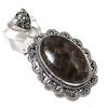 Larvikite Stone Gemstone Handmade 925 Sterling Silver Jewelry Pendant 2.40" D2h58