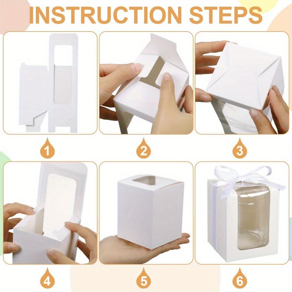 14 шт. белых бумажных подарочных коробок с прозрачным окном и белой лентой, подарочная коробка для бокалов вина, витрина для стеклянной посуды, подарочные коробки для свадьбы, дня рождения