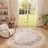 French Style Bedroom Decor Round Carpet Thick Plush Carpets for Living Room Fluffy Soft Lounge Floor Mat Home Floral Pattern Rug