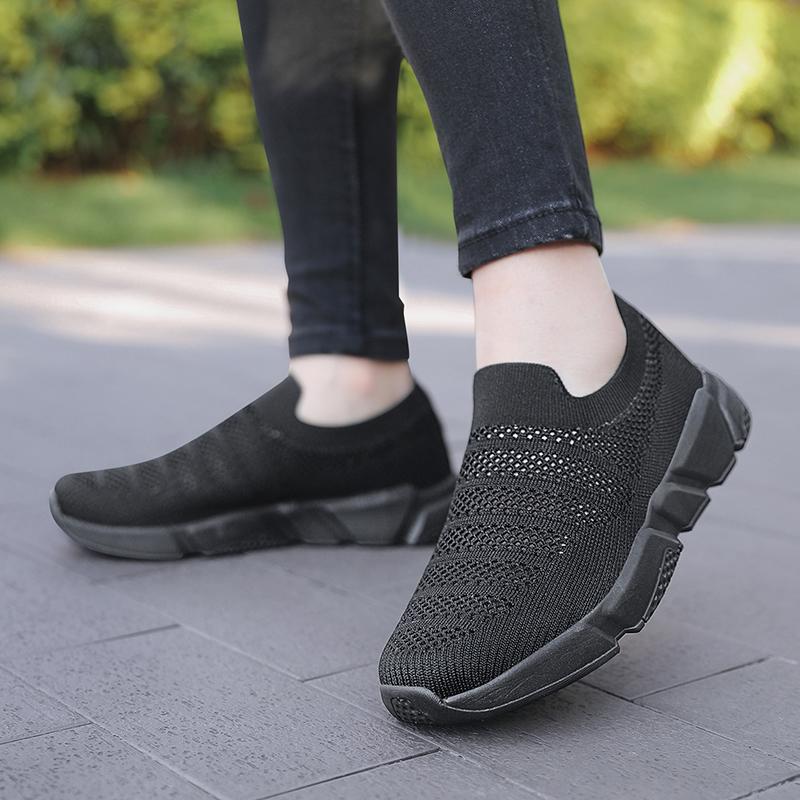 Fashion Sneakers Women Shoes Knitting Sock Sneakers Women Slip On Flat Laides Walking Shoes Man Flats Tenis Famela Plus Size