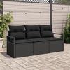 3-Piece Garden Sofa Set with Black Cushions In Poly Rattan, 2-Seater Garden Sofa with Storage & 3354912