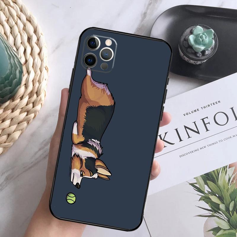 Cartoon Corgi Dog Shiba Inu Phone Case For iPhone 16 Pro 11 12 13 14 15 Pro Max Mini XS X XR 7 8 16 Plus Cover Coque