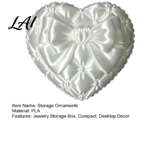 Colorful Macaron Jewelry Case 3D Print Heart Storage Box with Satin Simulation Texture Bow Anti-tangle Design Organizer Portable Organizer