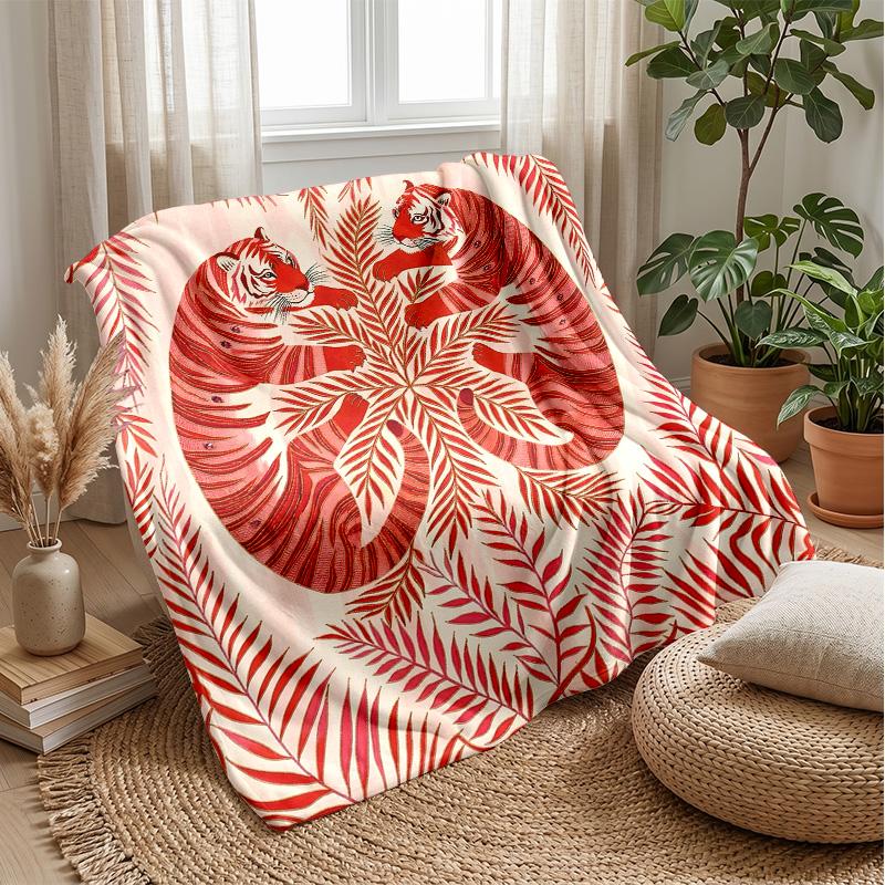 Tiger Family in Jungle 6 Theme blanket Lightweight Warm Flannel Blanket Decorative Throw Blanket for Home Decoration
