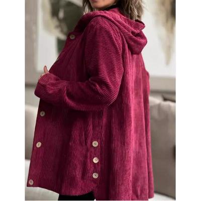 2025 Европейская и американская женская вельветовая куртка с капюшоном - Повседневная одежда на осень/зиму