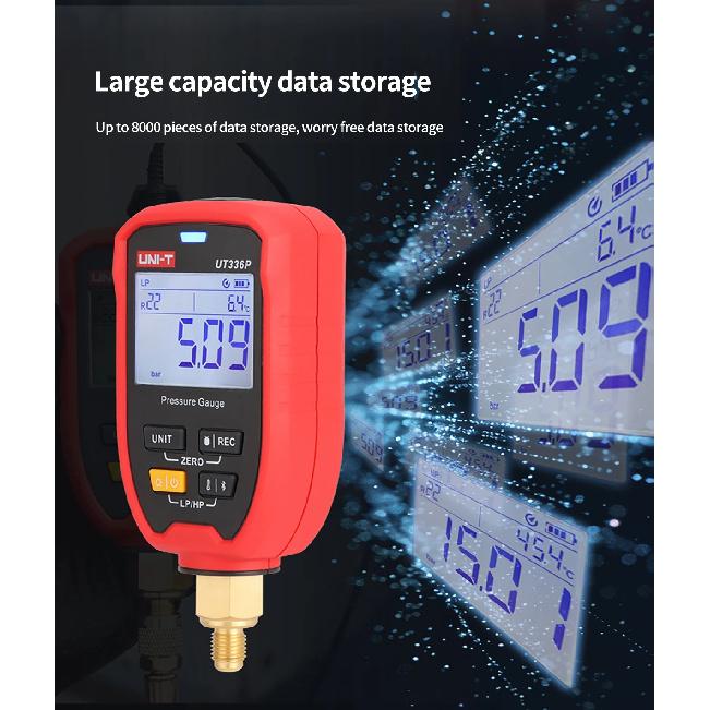 UNI-T UT336P KIT Digital Pressure Meter with Temperature Clamp UT-T19 LED Alarm IP54 for Air Conditioning Car AC Maintenance