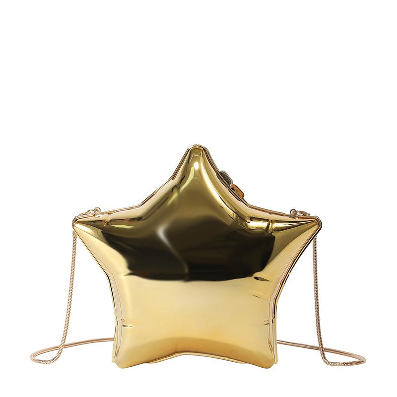Small and cute five-pointed star fashion handbag for women, stylish solid color evening bag, chain single shoulder crossbody bag