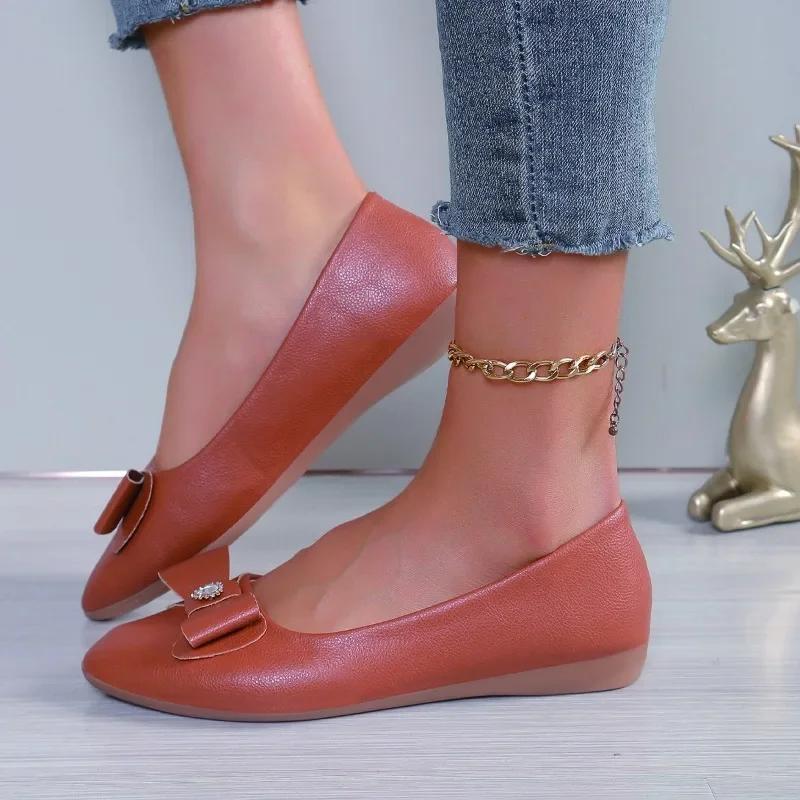 2024 Осень и Лето Новые Удобные Повседневные Туфли На Плоской Подошве С Заостренным Носком Элегантные Легкие Дышащие Женские Туфли С Бантом