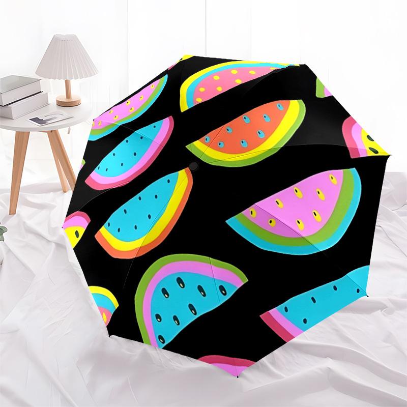 1pc Watermelon slices pattern Automatic Folding Umbrella - Portable Collapsible Design, 8-Rib Iron Frame, Durable Fabric yy251125083